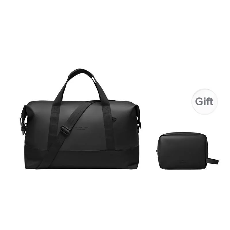 Gaston Luga Eco Friendly Polyester Material Travel Bag Unisex Elegant Black/Light Taupe/Orange Red-0