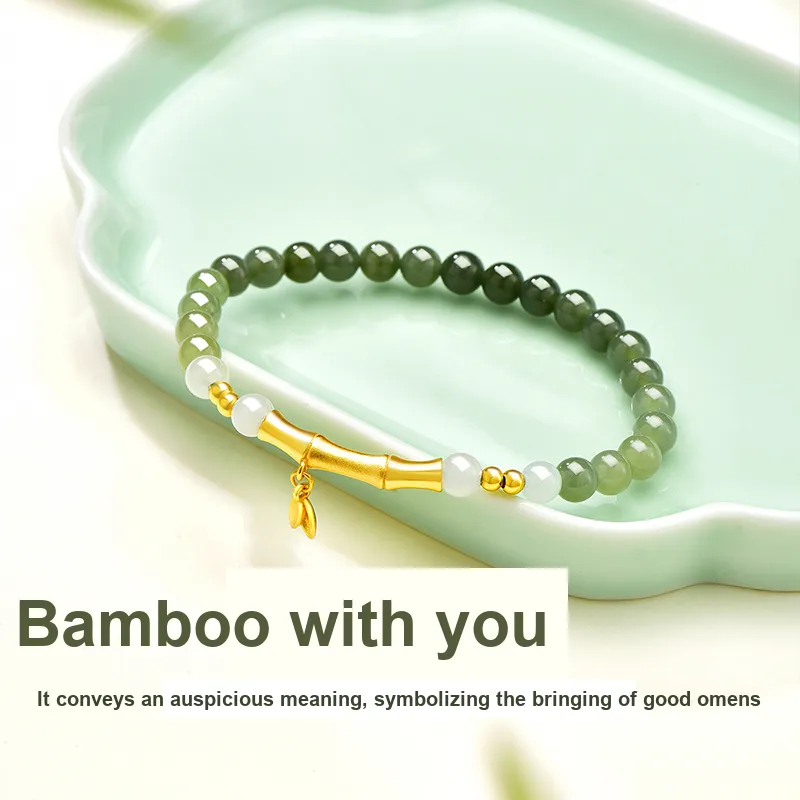 JINLIUFUJIXIANG Hetian Jade Bracelets Pale Greenish White Jade Unisex-1