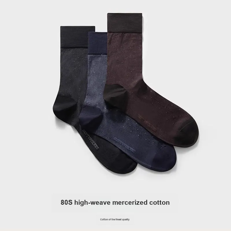 SEPTWOLVES Knee High Socks Autumn And Winter Models Men's 3 Pack Gift Box Set-3