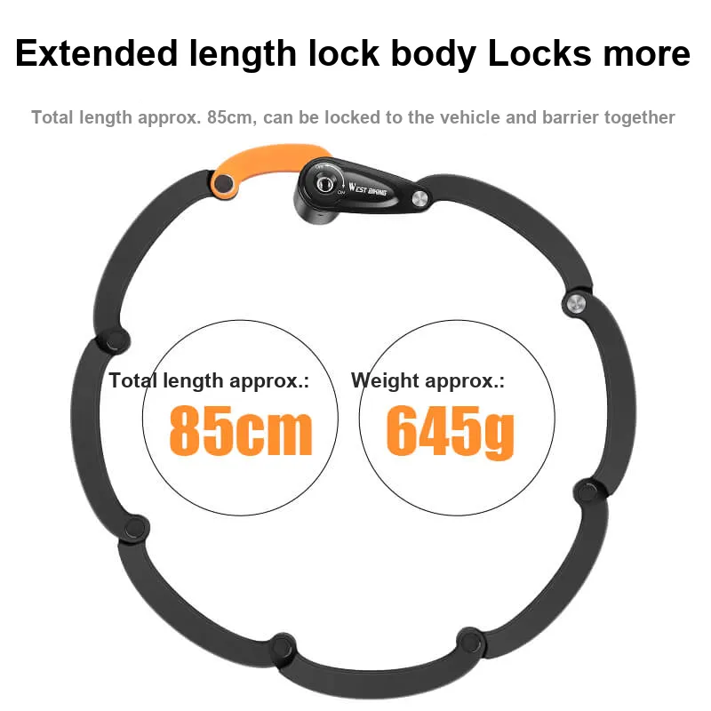 WEST BIKING Bicycle Locks Folding Lock-8