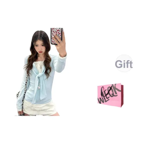 WLEQK Синий Женские T-рубашки