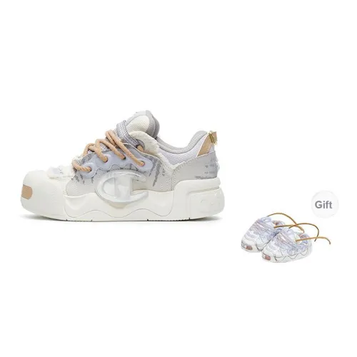 Champion AutoSkate Peekaboo Slip Resistant Low Top Skateboard Shoes Women's Textured Gray/Milk White