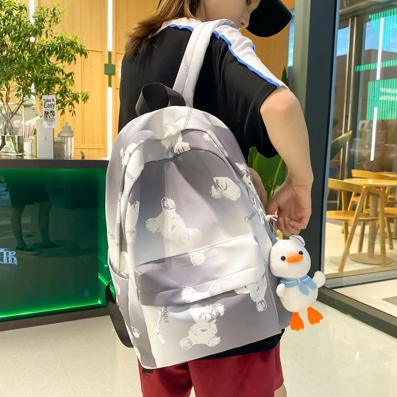 Deli Bear Nylon Backpack Regular Women's Black/Gray/Yellow/Green-7