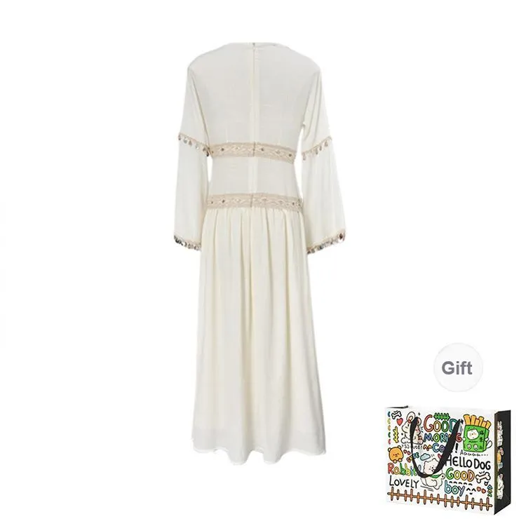 Pzhk Long Sleeved Dresses Women's Gardenia White-1