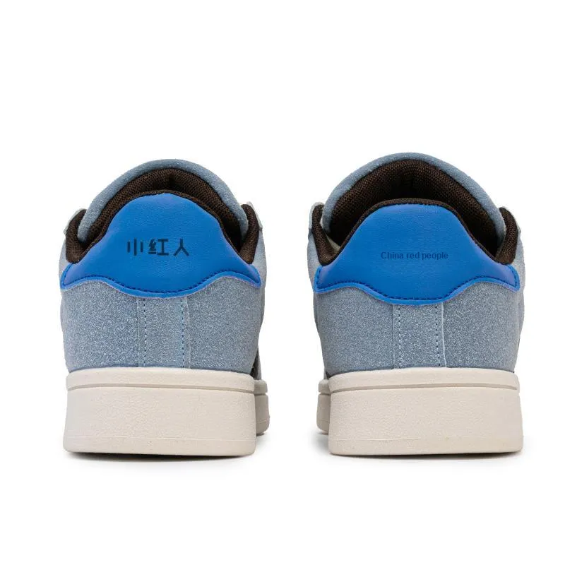 Little Red Man Slip Resistant Lightweight Breathable Low Top Skateboard Shoes Unisex Water Blue Brown-3