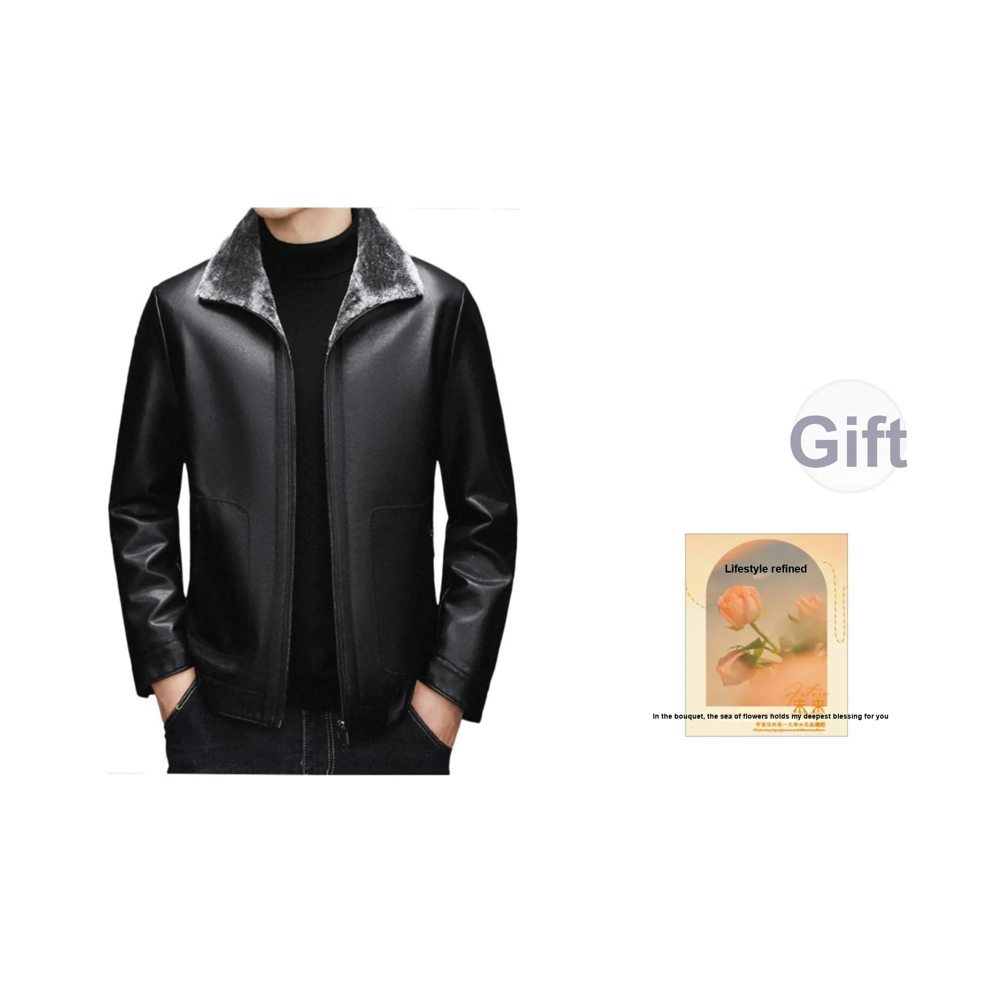 UZXJ Черный С подарками Бренд Поздравительная открытка Унисекс Кожаные куртки