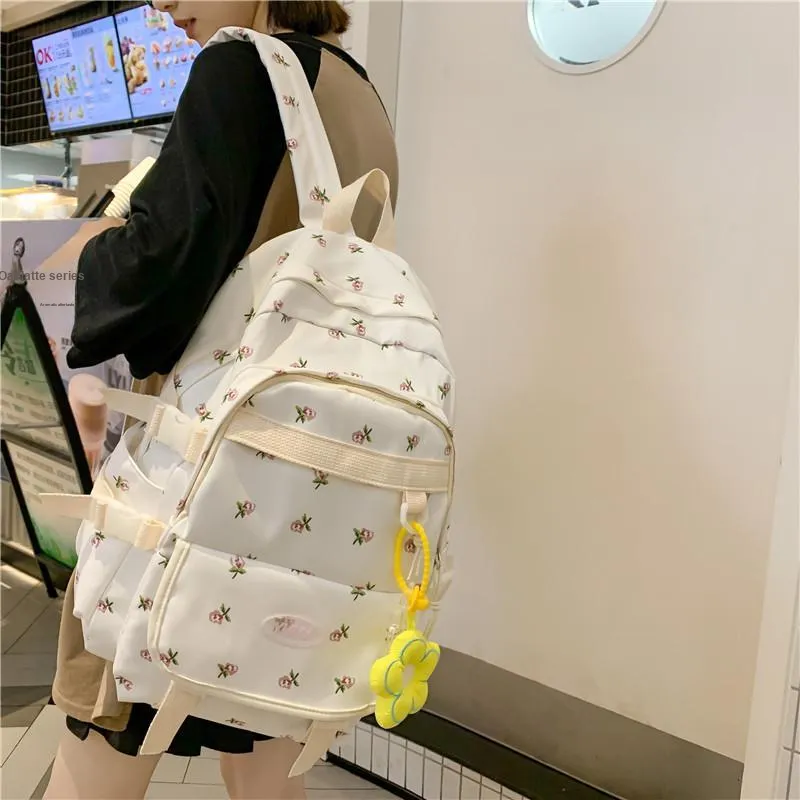 Yalu Nylon Backpack Regular Women's White/Pink/Blue-9
