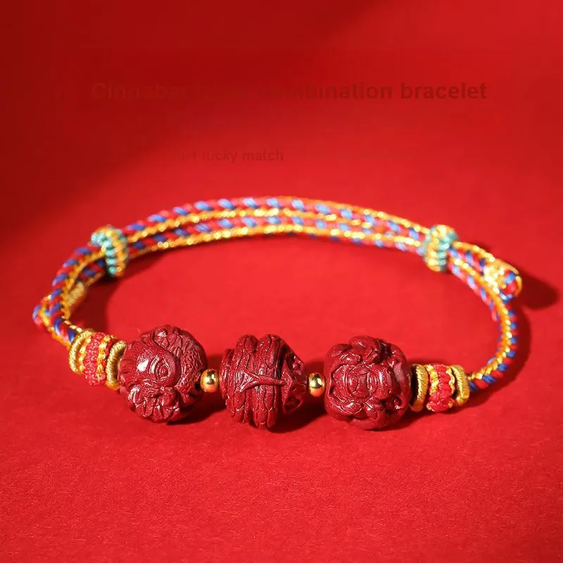 With The Heart Of The Jade Reconstructed Cinnabar Bracelets Unisex-21