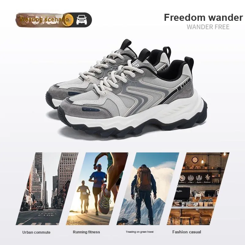 JEEP SPIRIT Slip Resistant Low Top Chunky Sneakers Men's Gray-9