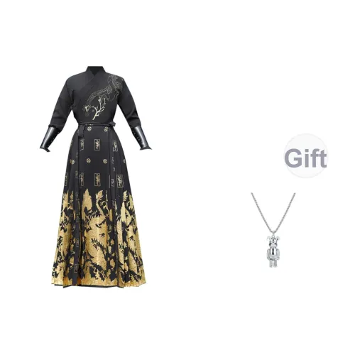 TUCANO Черный Золотой Топ + Китайская юбка с узором "конское лицо" + Напульсник Мужские костюмы в стиле тан