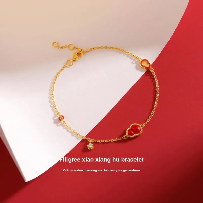 MCLON Filigree Small Enjoy Gourd Solid Gold Priced In Gram Gold Bracelet Women's-1