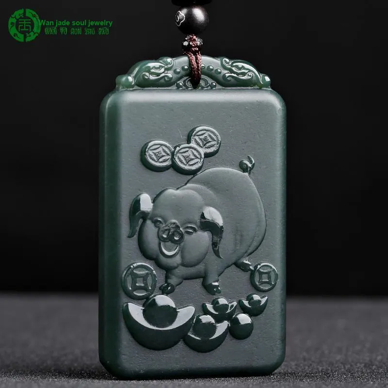 WANYUHUN Hetian Jade Pendants Green Jade Unisex-68