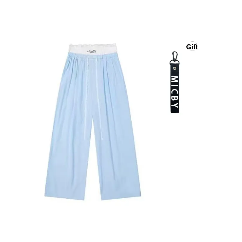 Micby Синие полосы Цветочный Унисекс Повседневные брюки