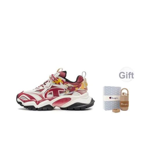 Champion Год Змеи Megalodon Обувь Пава Броня Низкий Топ Толстая Подошва Кроссовки Мужские Пепельно-Красный Молочно-Белый