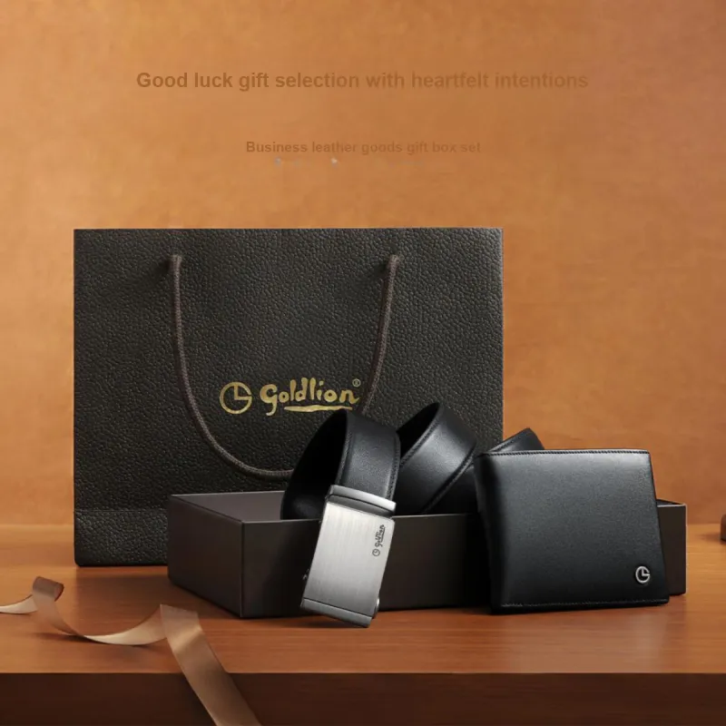 GOLDLION Top Layer Cow Leather Belt Men's Width 3.5cm-20