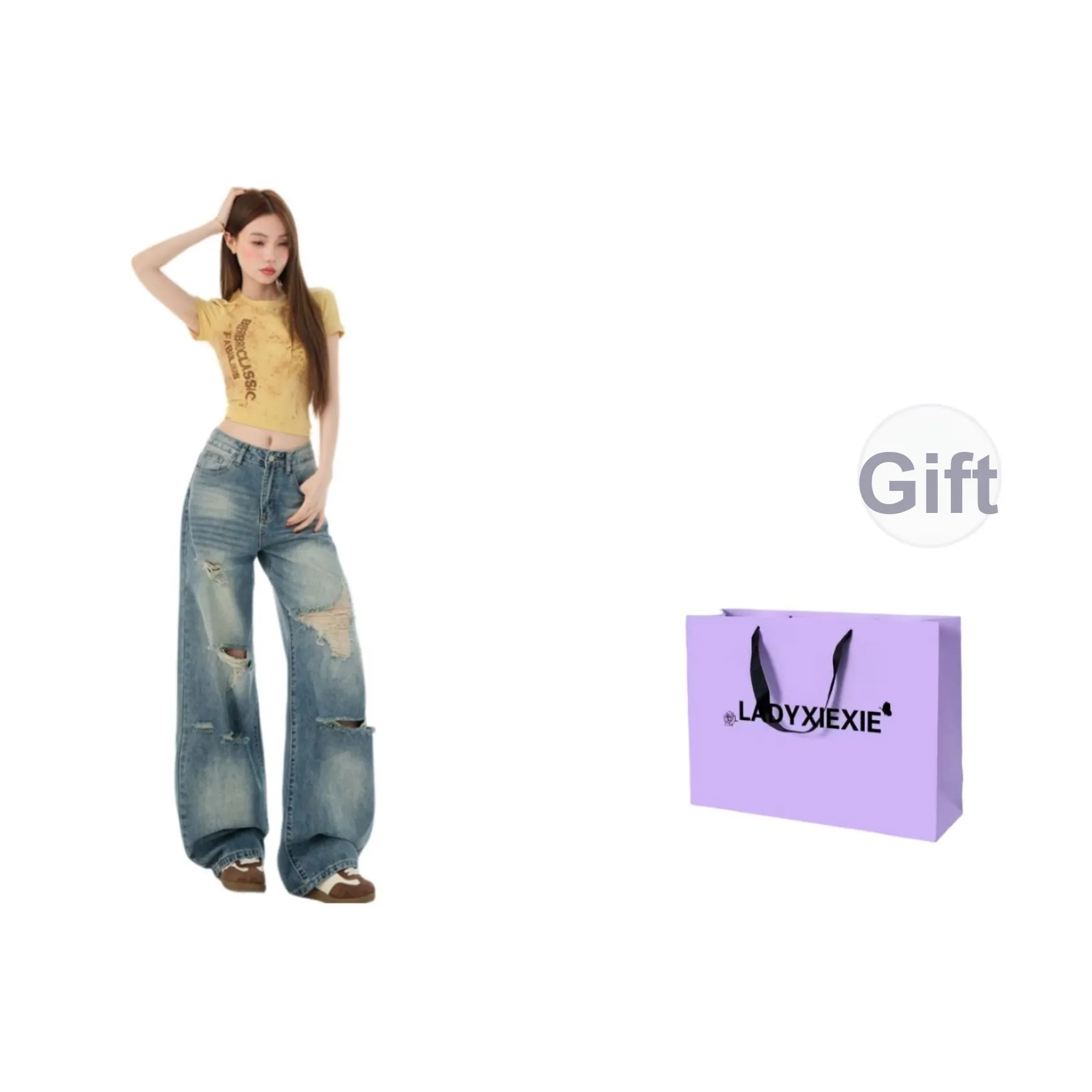 LADYXIEXIE Blue Women's Jeans LADYXIEXIE Синий Женские Джинсы