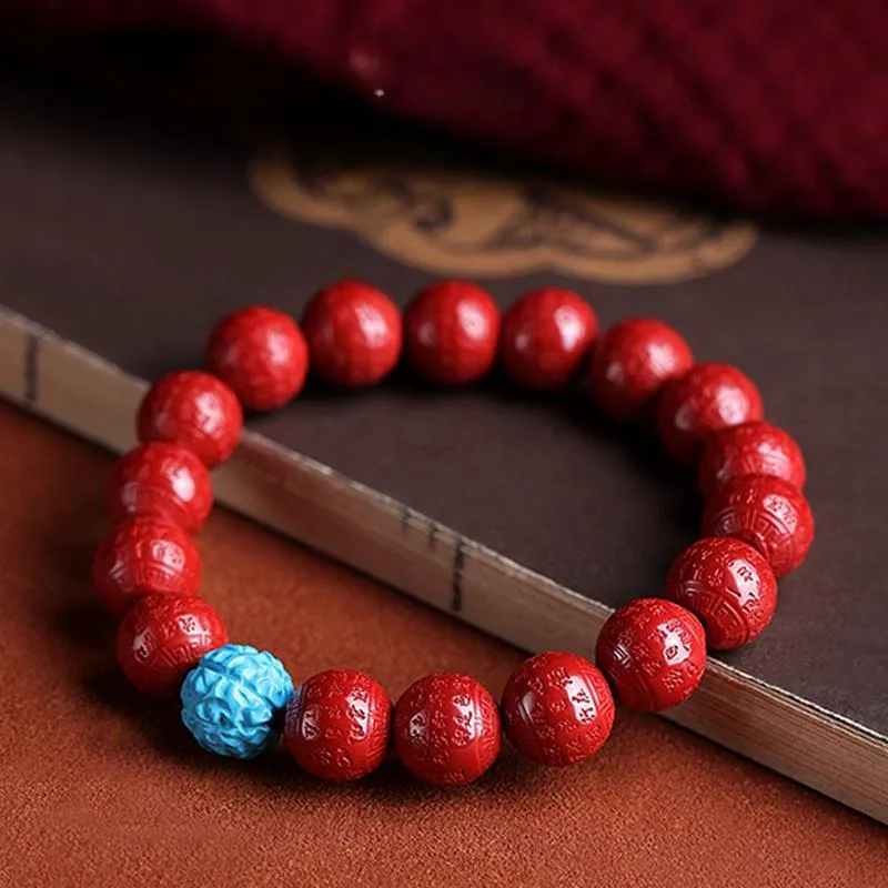 WUMZK Reconstructed Cinnabar Jade Bracelets Unisex-3