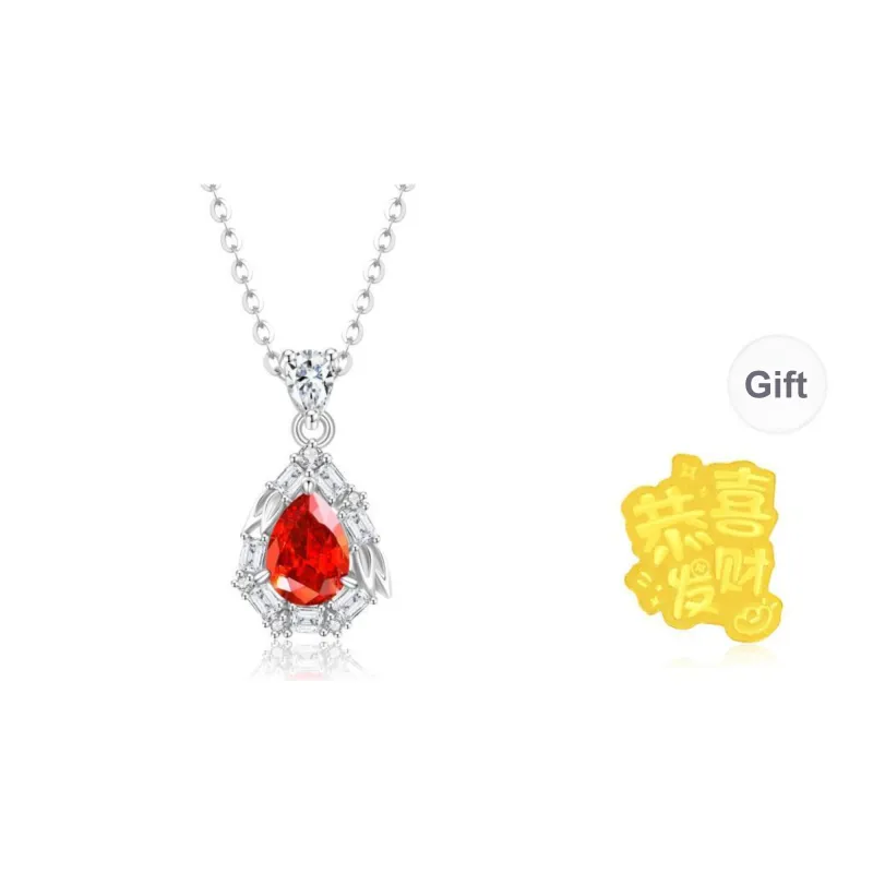 Lao Feng Xiang Topaz S925 Silver Necklaces Women's-7