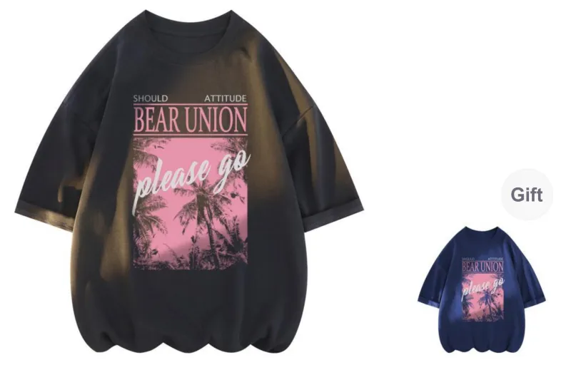 BEAR UNION Drop Shoulder Sleeve T Shirt Unisex-16