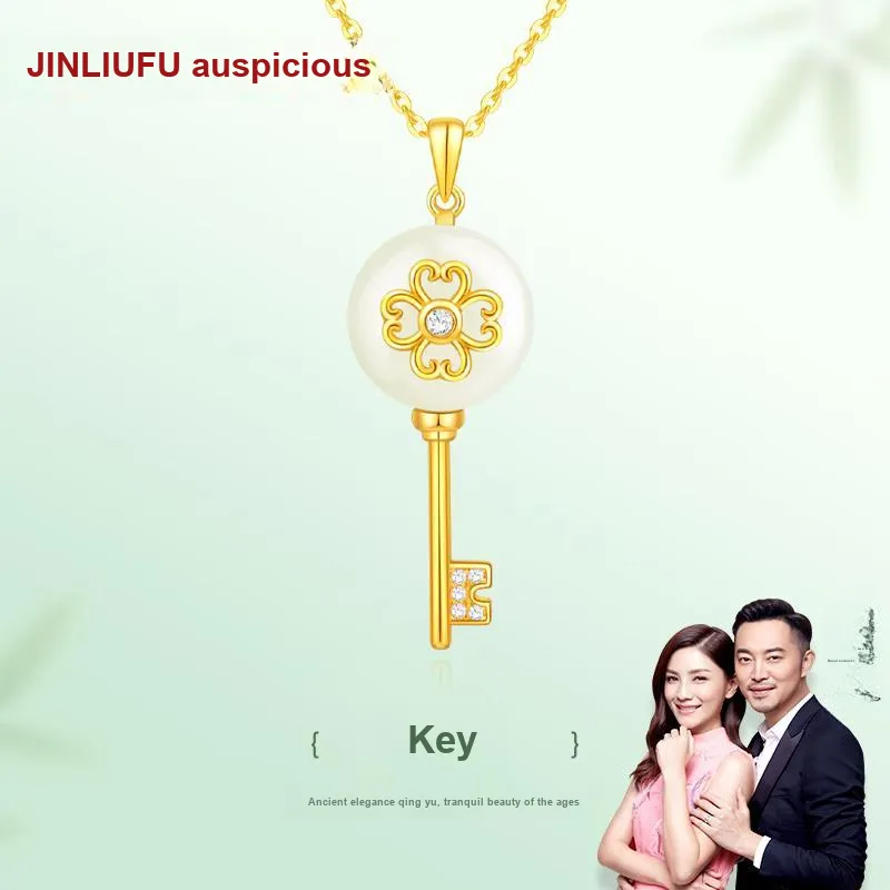 JINLIUFUJIXIANG Hetian Jade Necklaces White Jade/Pale Greenish White Jade Unisex-5