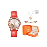 Red Leather Rose Pink Dial