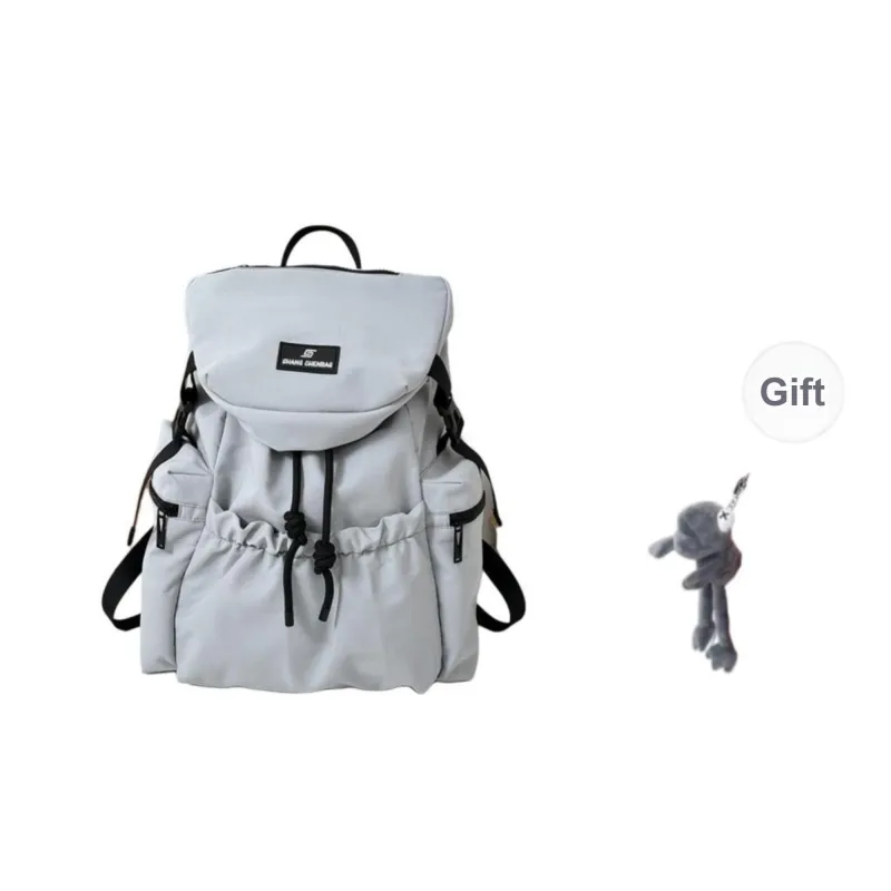 URBAN FOREST Nylon Backpack Unisex Ecru/Light Gray/Black/Orange Red/Khaki-4