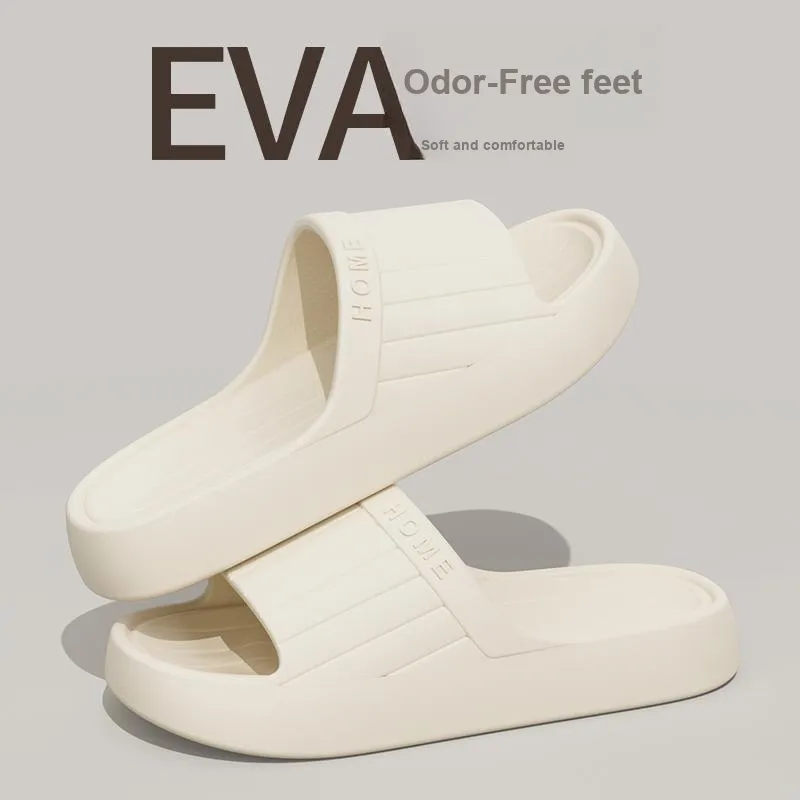Foot Recreation Minimalist Style Vertical Stripes Letter Comfortable Quiet Slip Resistant Slippers Home Slippers Unisex-7