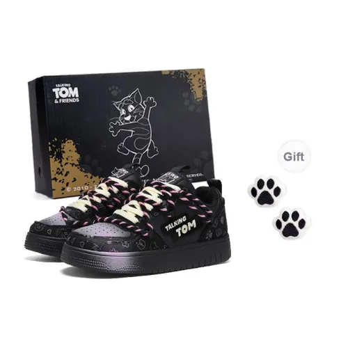 TALKING TOM Slip Resistant Cushioning Breathable Low Top Skateboard Shoes Unisex Black Pink