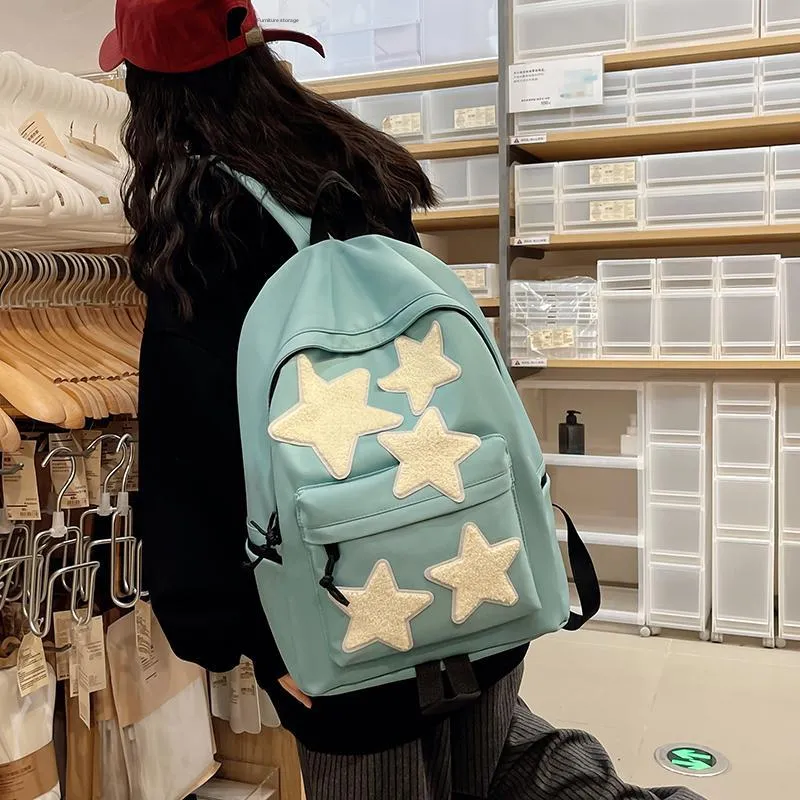 BUBM Nylon Backpack Regular Unisex Black/White/Light Purple/Navy Blue/Peacock Blue-10