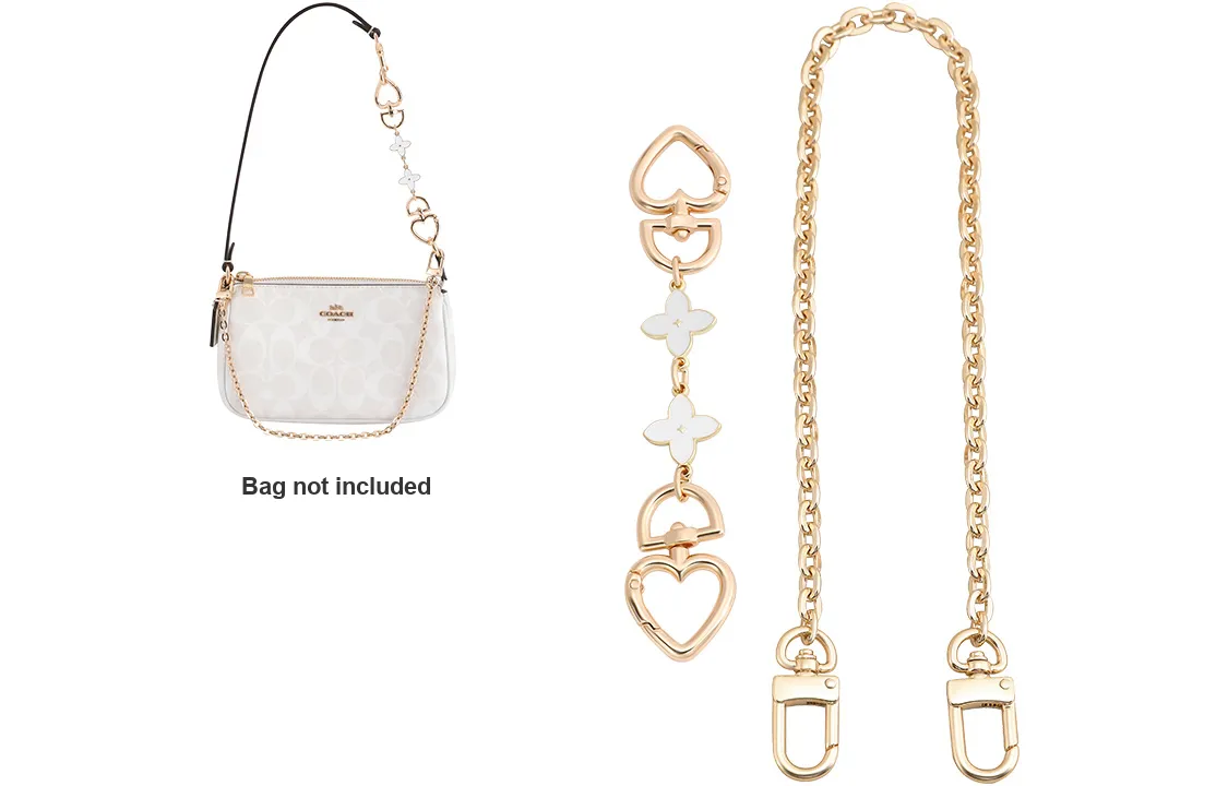 Luxury Care Artisan Workshop Bag Straps White Four Leaf Clover 15cm+Decorative Chain 40cm