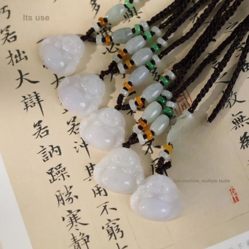 Clear Snow Bean Type Jadeite Necklaces Unisex-16