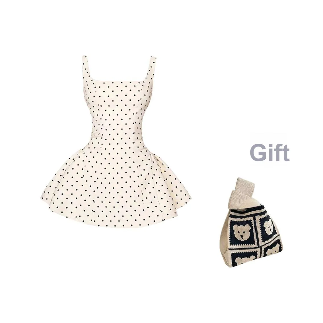 BDGU Без рукавов Платье Женское в горошек