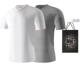 V-Neck 2 Pack (White+Heather Gray) with Brand Shopping Bag Included!
