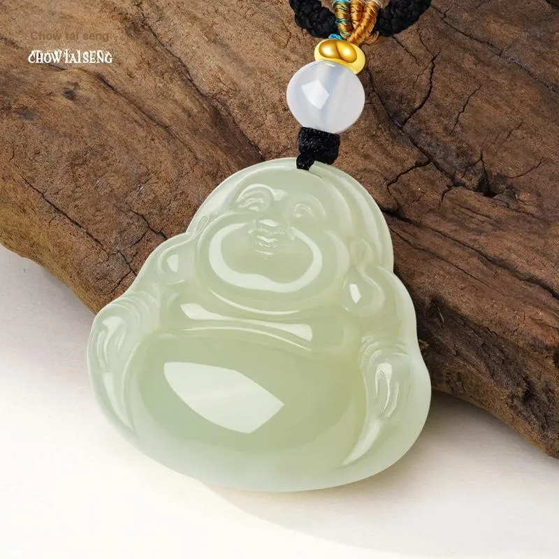 CHOW TAI SENG Hetian Jade Pendant, Gift Pale Greenish White Jade Unisex-5