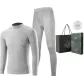 Men's Mock Neck Clothing Sets (Light Heather Gray) 100% cotton Skin-Friendly/3A Antibacterial