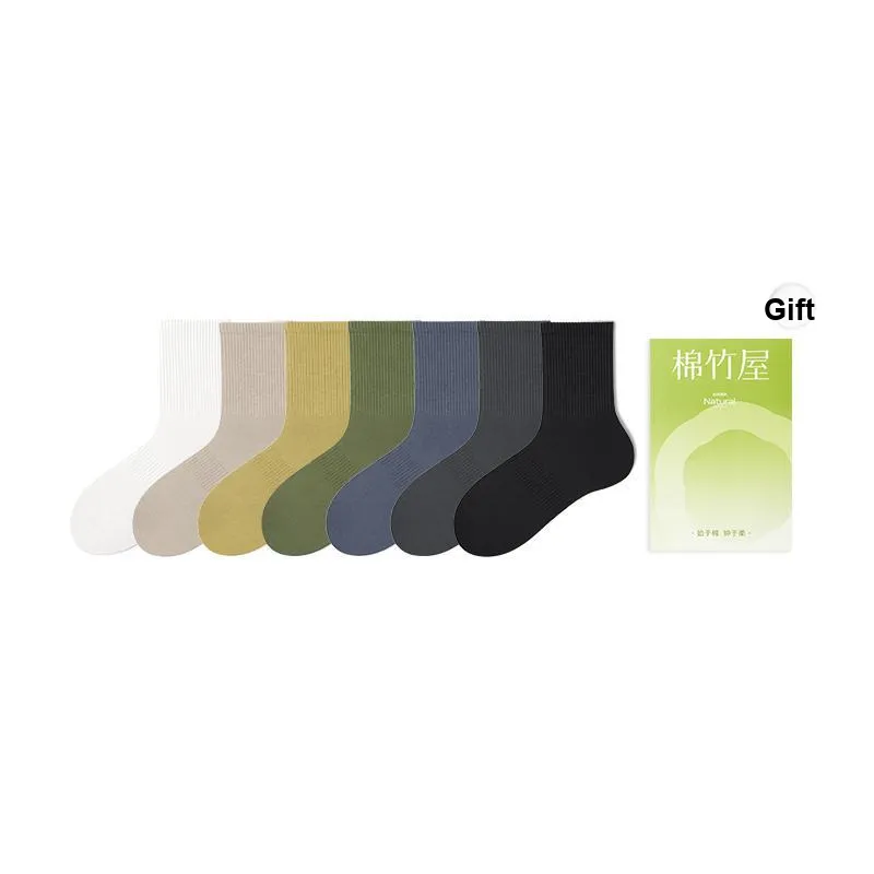 B&C.Room Mid Calf Socks Unisex Shopping Bag 7 Pack-11