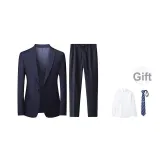 Navy Blue (Includes Premium Long-Sleeved Shirt+Refined Tie)