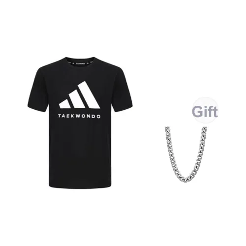 Adidas T-Shirt Унисекс Черный Белый + Ожерелье