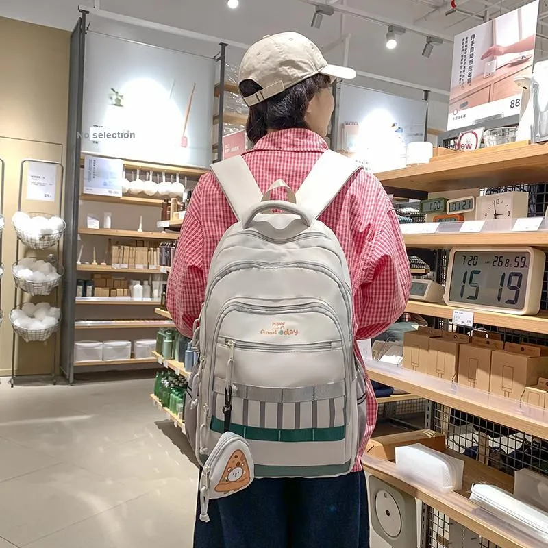 XIANGSU Nylon Backpack Regular Unisex Pink/Black/Gray/White/Brown-13