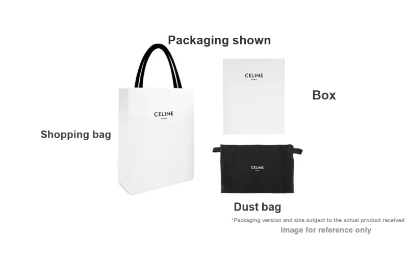 CELINE Lacquered Finish Cow Leather Shoulder Bag, Crossbody Bag, Handbag Regular Women's Cotton White-5