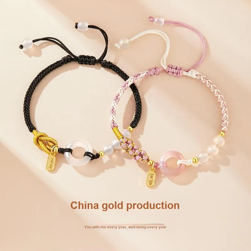 Central Fashion Natural Chalcedony Jade Bracelets Unisex-11