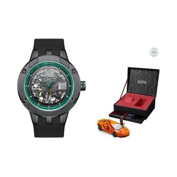 BONEST GATTI King Speed Automatic Mechanical Movement Rubber Strap Watch Men's Watches Black Dial