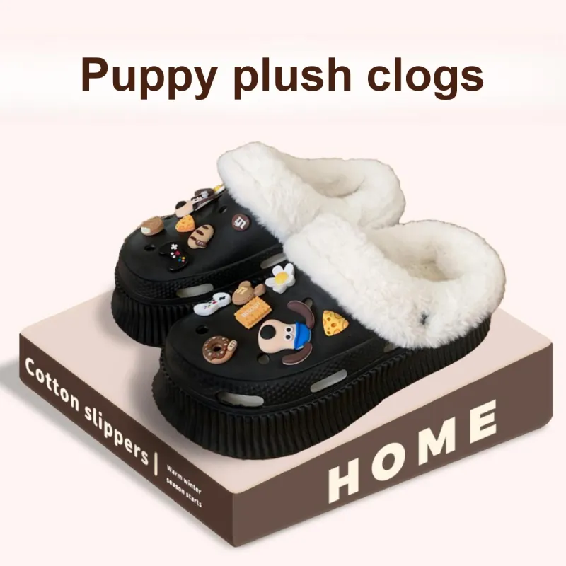 SHIGUDE Cotton Slippers Women's Black-1
