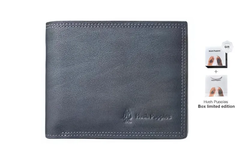 Hush Puppies Cow Leather Wallet Regular Men's Brown/Gray-5