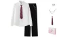 Gift Box Set, Black Zaki Butler Suit Trouser+Shirt, Comes with Free Pants Chains+Tie Already Tied