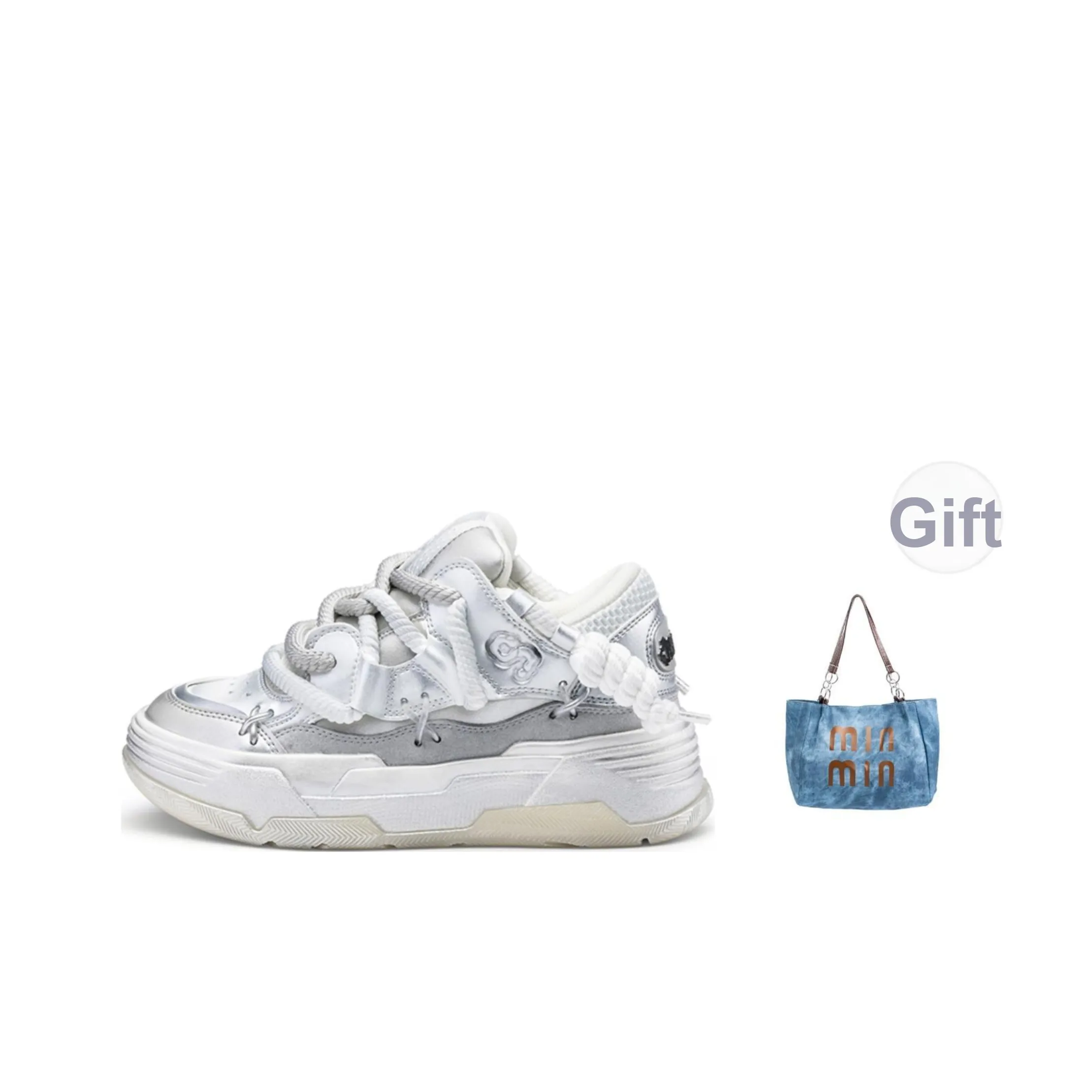 Размер CN Skate Скейтборд Кроссовки Низкие Топ Серебристо-Белые Унисекс