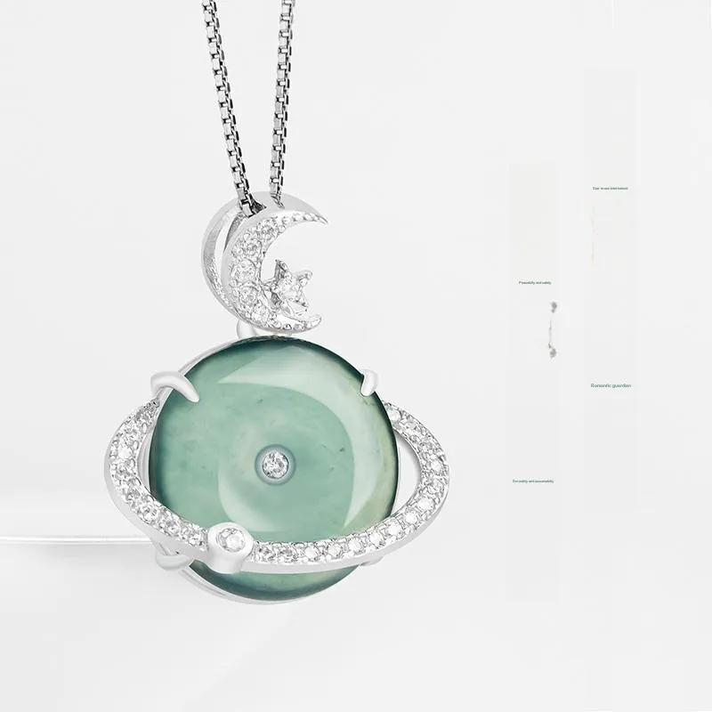 Long Fu Ice Glutinous Jadeite Necklace Collarbone Chain Perfect For Festive Gift Giving Accessory Women's-1