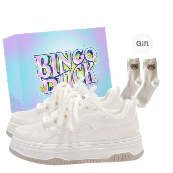 BINGO DUCK Slip Resistant And Breathable Low Top Skateboard Shoes Women's Ecru