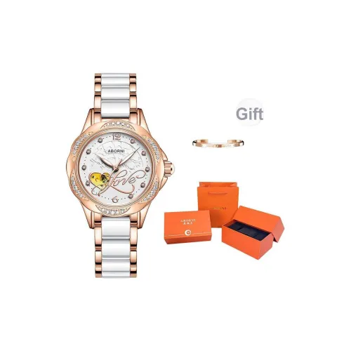 ABORNI Timeless Romantic Heart Collection Механический механизм Керамика Ремешок Часы Женские Белый циферблат