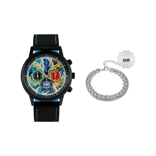 Ingyunshi Soul Land Double Gods Tang San Collection Кварцевый механизм Естественная кожа Ремешок Часы Унисекс Черный циферблат